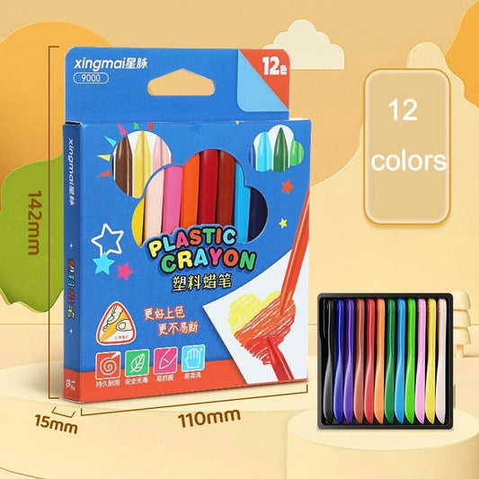 12 PIECES PLASTIC CRAYONS SET